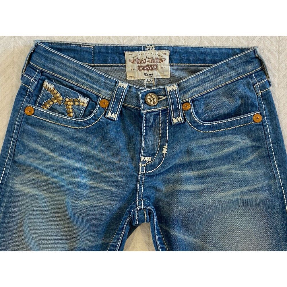 Big Star Jeans Womens Sz 26 x 26 Remy Thick Stitch Low Rise Stretch Straight Leg - Picture 4 of 11